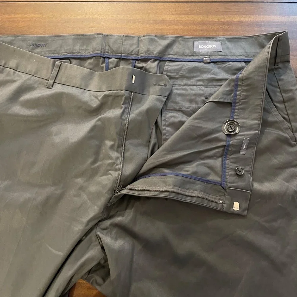 Bonobos Men's Friday Slate Grey Straight Fit Weekday Warrior Pants Size 54x32